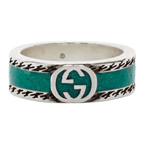 gucci ring green|Gucci Interlocking Ring with Green Enamel, ‎753640J84108414.